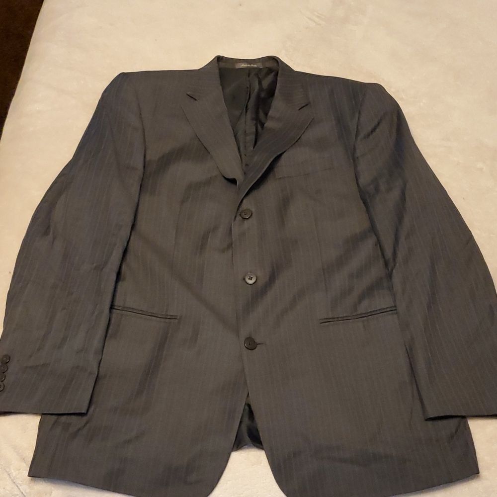 Oscar De La Renta sportcoat gray pin striped 44L